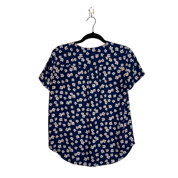 LOFT Outlet Navy Blue & Pink Floral Print Flutter Sleeve Blouse Small Women’s - Picture 5 of 10